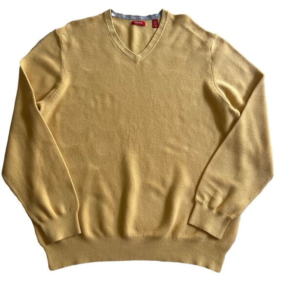 Izod Yellow V-Neck Sweater Size XL - Picture 2 of 6